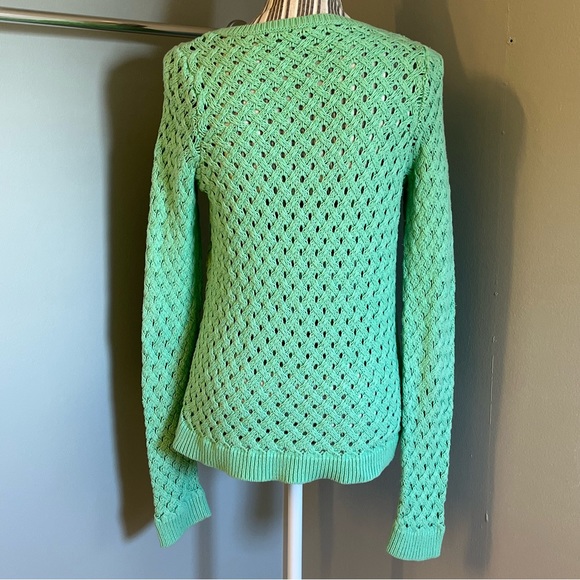 Moth Womens Sweater Long Sleeve Green Open Chunky Knit Pullover Cotton Blend S - Picture 13 of 13